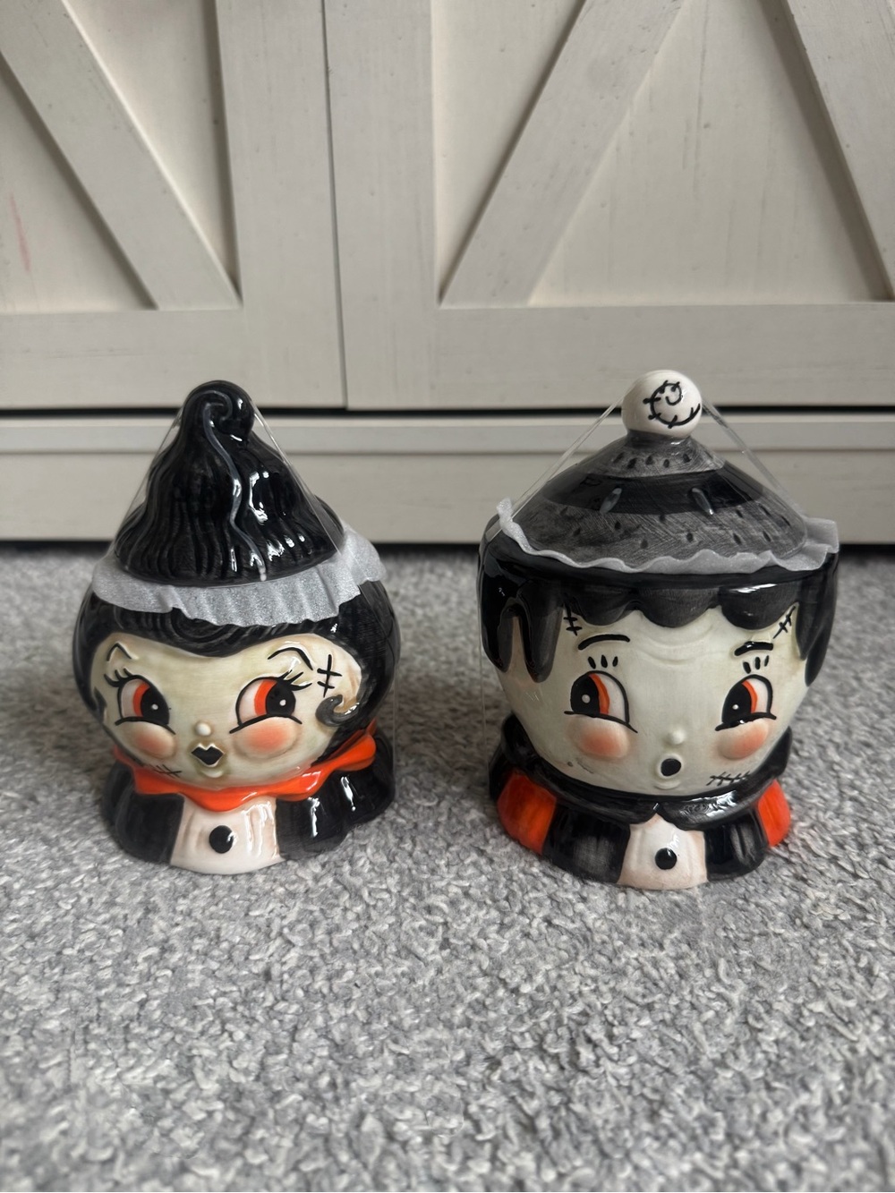 Johanna Parker Halloween Frankie & Frankenstein Bride Figural Bowl Set NEW 2026